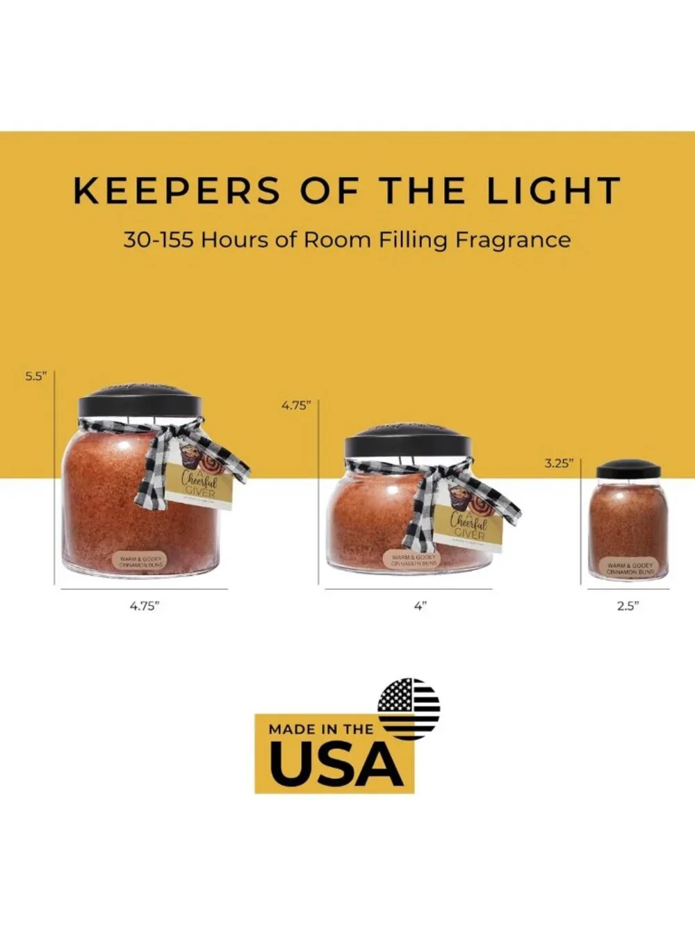 Warm & Gooey Cinnamon Buns Scented Candle Jar with Lid | 34oz, 155 Hours Burn